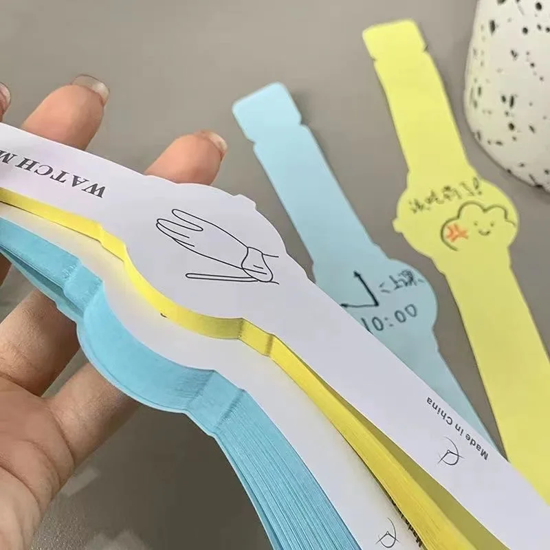시계 디자인 메모패드 종이 노트 손목 밴드, 웨어러블 포켓 할 일 목록 손목 스트랩, 어린이 성인용 손목 노트 항상 알림