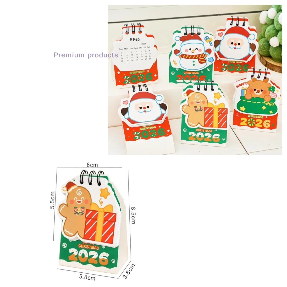 2026 Christmas Mini Cartoon Cute Patterns Table Calendar Desk Calendar Creative Desktop Decoration Daily Planning Small Monthly