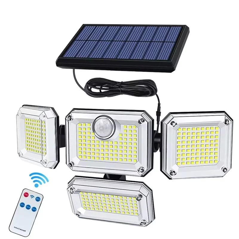 Luz solar externa 122/333 LED Luz de inundação de segurança solar com 3 modos de iluminação
