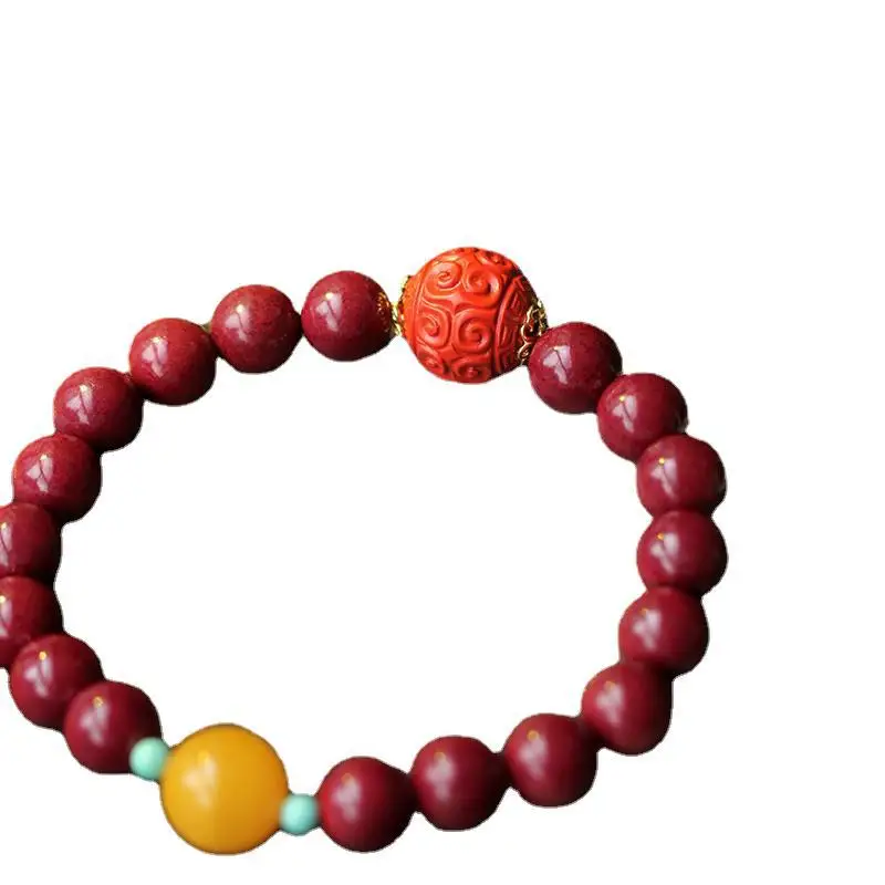 UMQ Men's and Women's Cinnabar Year of Fate Bracelet Beeswax Small Perfect Bracelet Red Sand Lucky Beads Gift