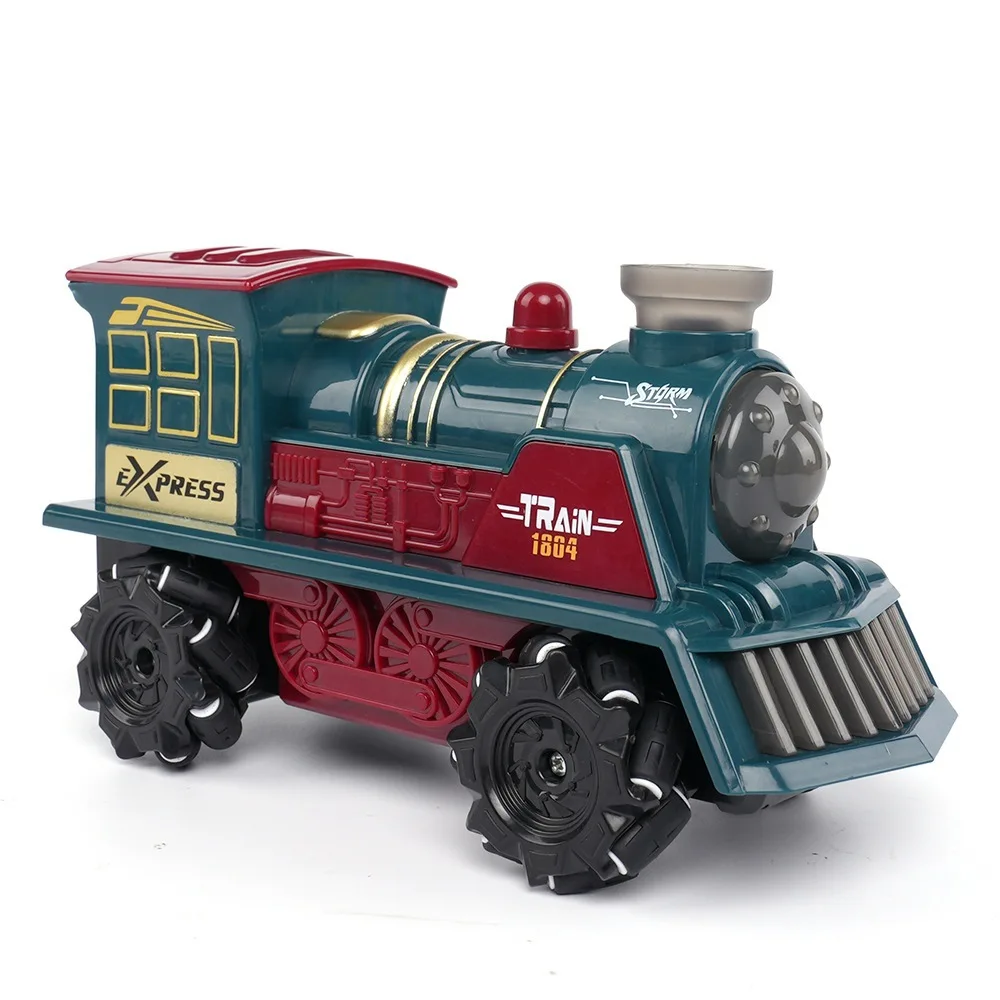 Remote ControlTrain Stunt Car With Sound And Light Spray Stunts Vintage Train Gifts Use For Boys And Girls