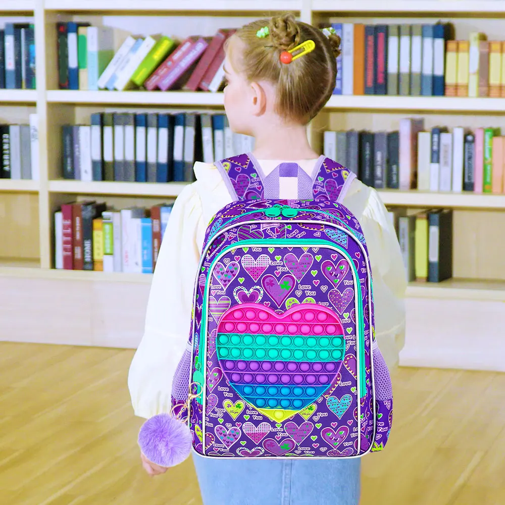 3PCS  Backpack for Girls, 16" Kids Backpacks with Lunch Box, Water Resistant Girl Bookbag for School Elementary image 6