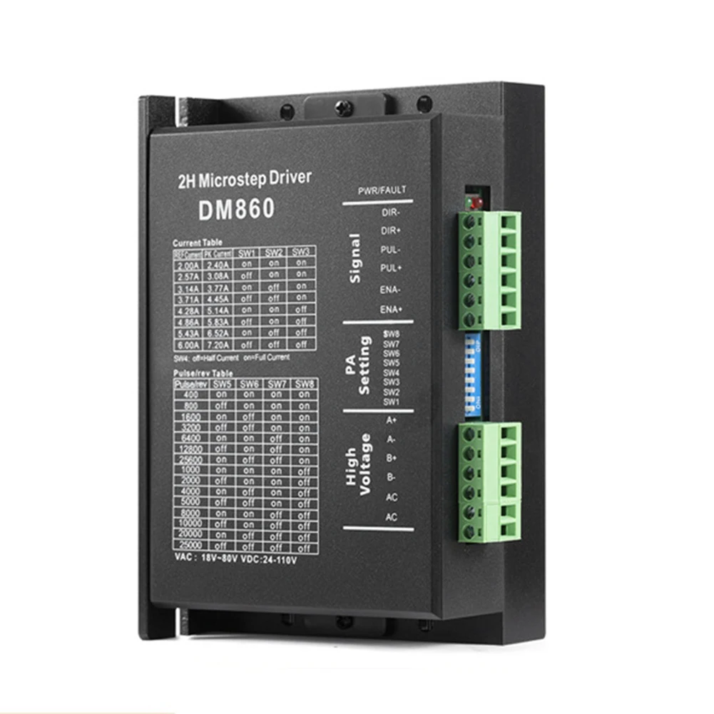 DM860H DM860 Stepper Motor Drive 0-200khz 2 Phase Stepper Motor Controller AC18-80V Or DC 24-110V Fit for Nema34 Stepper Motor