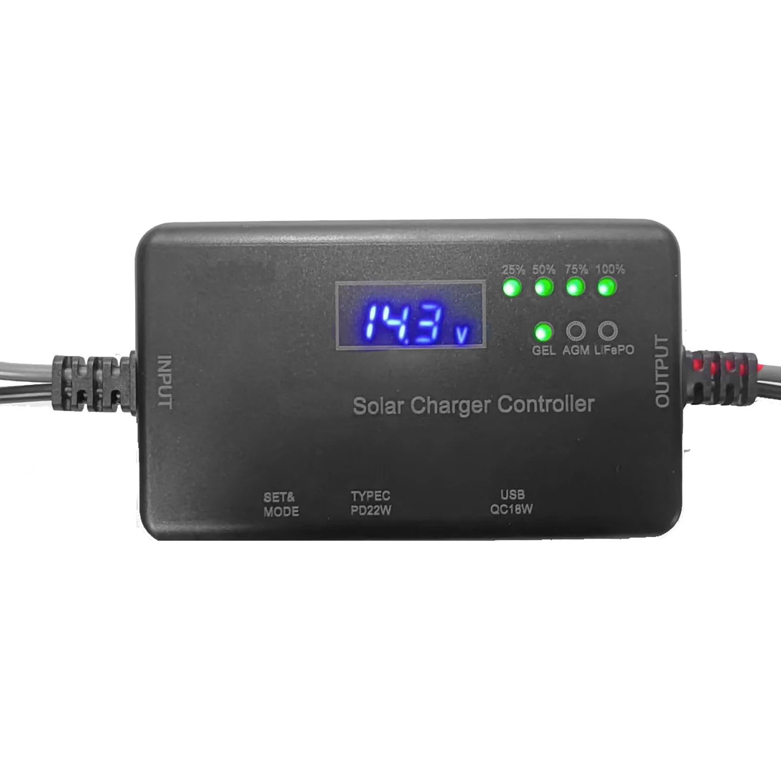 MPPT Solar Charge Controller 10A 12V, Solar Panel Controller Featuring Type-C Input, USB Output For Lifepo Battery - view 6