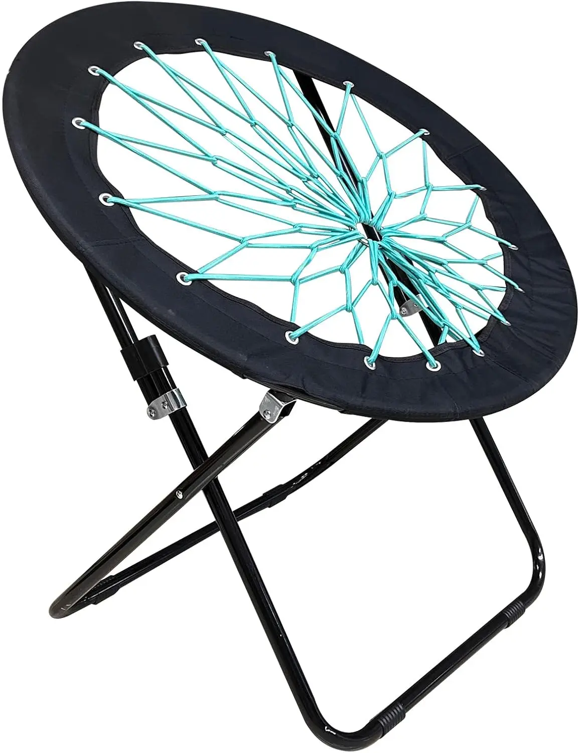 Camping and Room Bungee Folding Dish Chair -Versatile Bunjo Chair with Fun Bouncy Design - Circle Web Chair for Relaxation and F