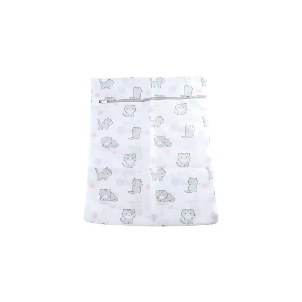 Washing Net Filter Cute Laundry Bag Cartoon Cat with Zipper Lingerie Wash Bags Foldable Mesh Washing Net Pouch Washing Machine