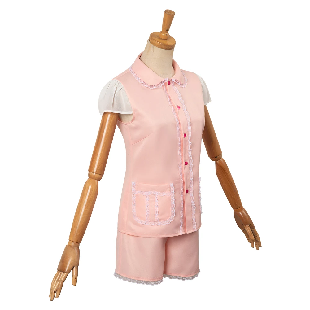 Barbei-traje de pijama cosplay feminino, pijama rosa, camisa de duas peças, shorts, bandana, roupa para meninas, carnaval, Halloween