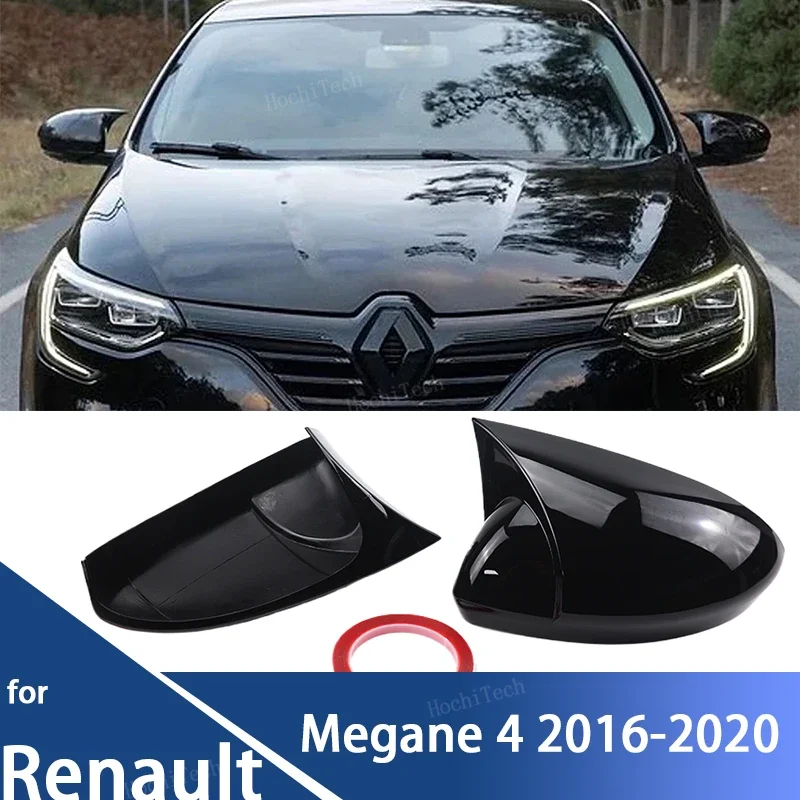 Glossy Black add-on sticker Rearview Side Mirror Covers Cap For Renault Megane 4 MK4 2016-2020 Bat Rear View Mirror Cover