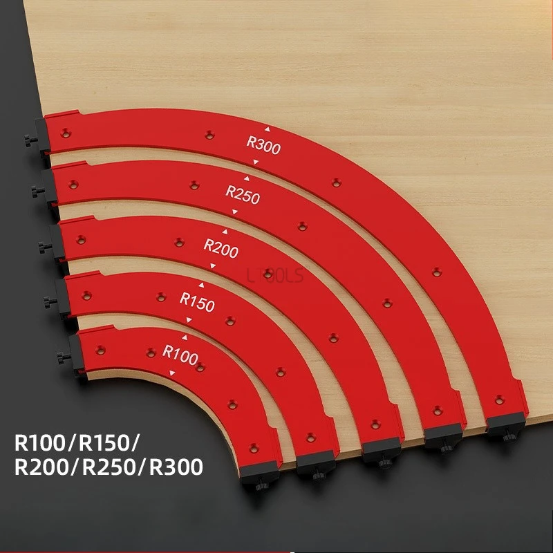 New R100-R300 Woodworking Round Corner Trimming Mold Woodworking Router Templates Radius Jig Arc Angle Positioning Tool Guide