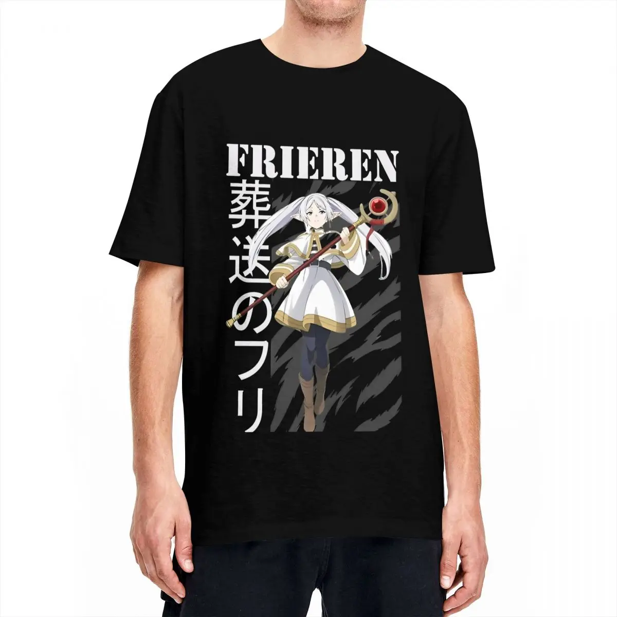 Men's Frieren At The Funeral Anime T-Shirts Characters Fern Cotton Tees Short Sleeve T Shirt Crew Neck Tee Shirt Plus Size