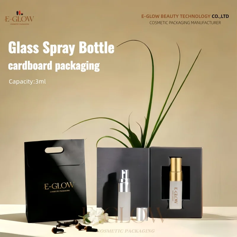 

【Индивидуальный дизайн логотипа】100 шт. популярных косметических упаковок на заказ: набор пустых многоразовых стеклянных флаконов-спреев для духов объемом 3 мл (золото, серебро, черный)