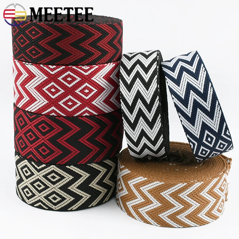 

2/5M Meetee 38mm Polyester Jacquard Webbing Strap Bag Shoulder Straps Clothing Decorative Ribbon for Belt DIY Sewing Accessories