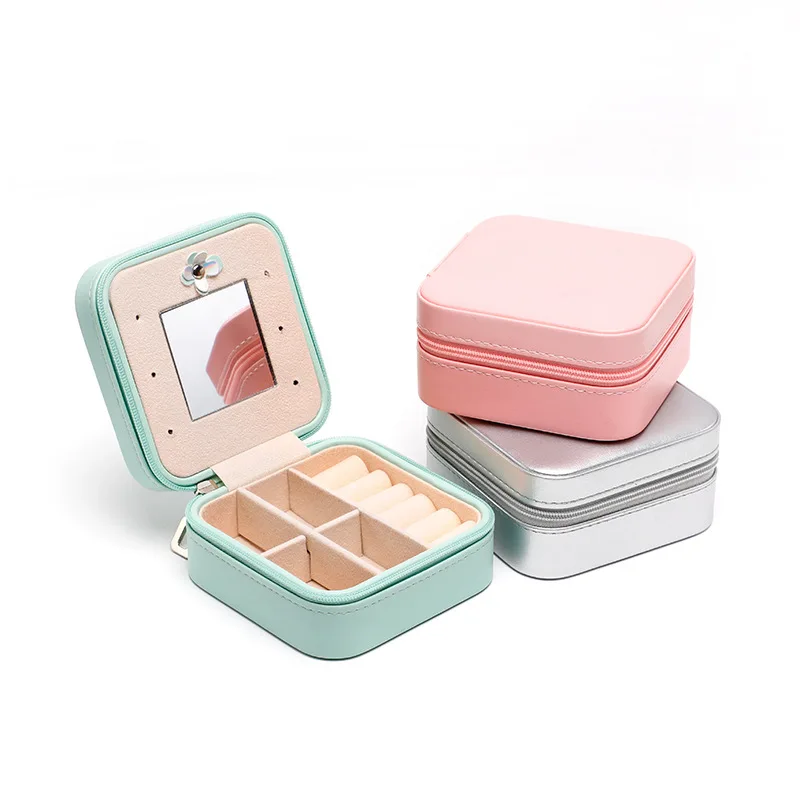

Premium eco-friendly jewelry organizer box - necklace & ring storage case with mirror
