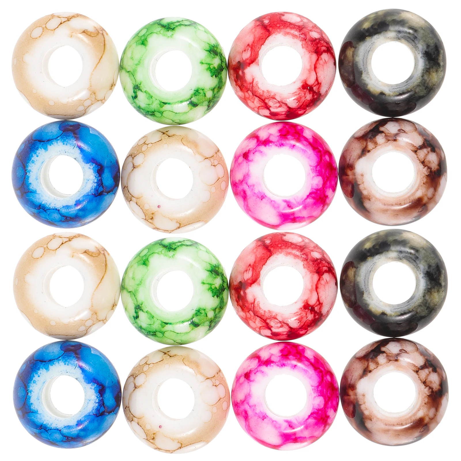 

100pcs Blue Porcelain Beads 15x9mm Hole 6mm Acrylic DIY Hair Accessories R om Mix for Necklace Bracelet Earrings Crafting