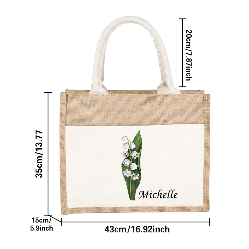 Customized Name Eco-friendly Shopper Bag Large Capacity Commuting Bags Fashion Casual Handbags Simple Cotton Linen Handbag