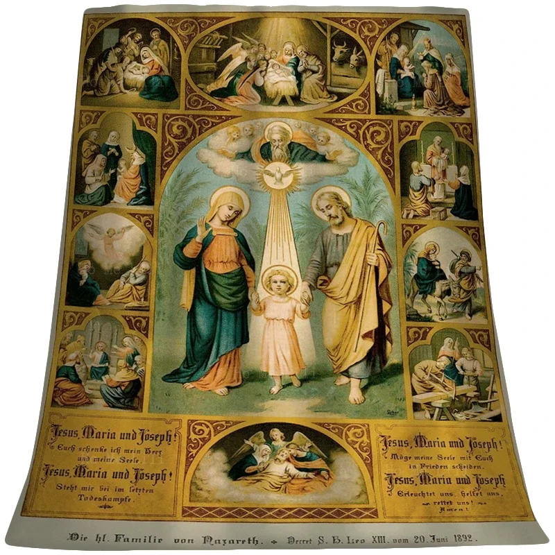 The Holy Family Of Nazareth Jesus Mary And Joseph Sacred Print Soft Cozy Flannel Blanket Suitable For All Seasons Use