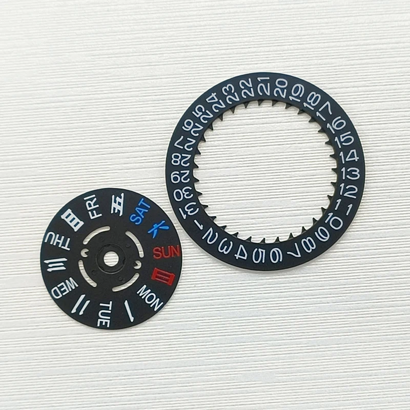 NH35 NH36 Movement White Black Date Week Wheel Dial Fits NH35 NH36 Automatic Movement Crown at 3.0/3.8 oclock Week Wheel Refit