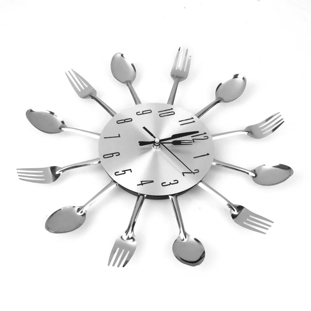 Christmas Cutlery Utensil Wall Clock Spoon Fork Hand Pointer Timer Display Decor
