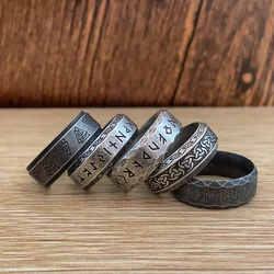 Vintage Viking Rune Ring Men Women Punk Simple Nordic Valknut Vikings Ring Stainless Steel Biker Amulet Jewelry Wholesale