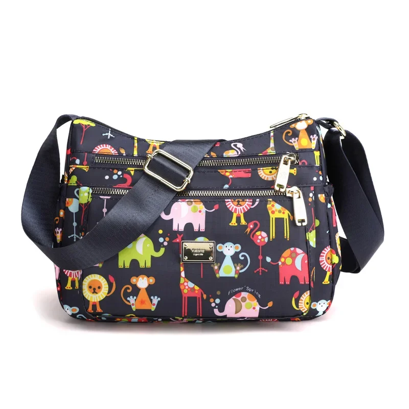 2023 New Designer Handbags Women Flower Butterfly Printed Waterproof Nylon Shoulder Bags Retro Crossbody Bag Sac A Main Bolsos