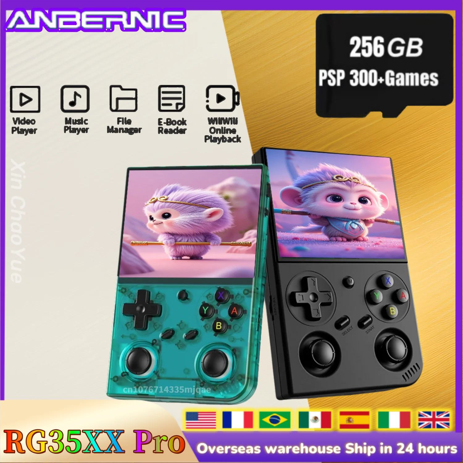 Anbernic RG35XX PRO RG 35XXPRO Console di gioco portatile retrò Lettore di videogiochi retrò Linux 64 bit 3.5IPS Screen3200mAh 256G PSP