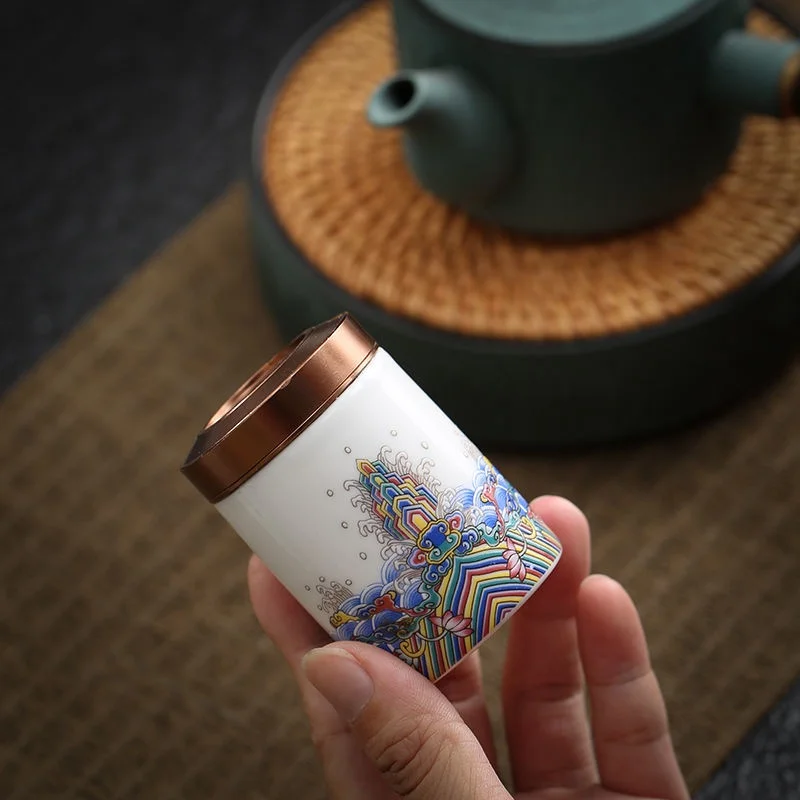 [Air airtight] portable mini ceramic tea jar for travel