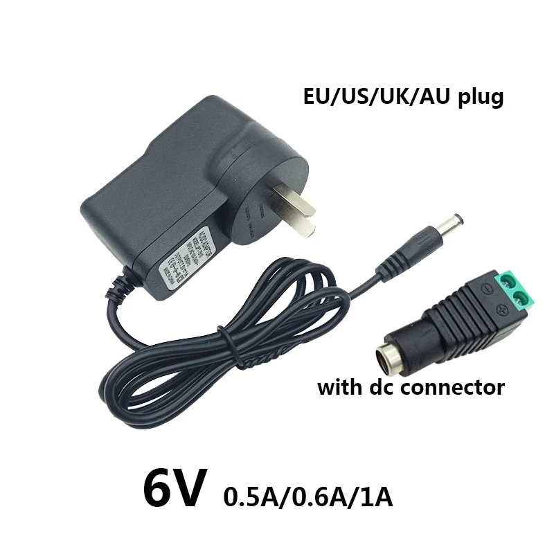 Alimentatore 6 v 600ma sorgente 6 Volt trasformatore 6 v 600 ma adattatore di alimentazione 6 Volt fonte 6 v 500ma 220V 110v a 6 v convertitore 1A DC