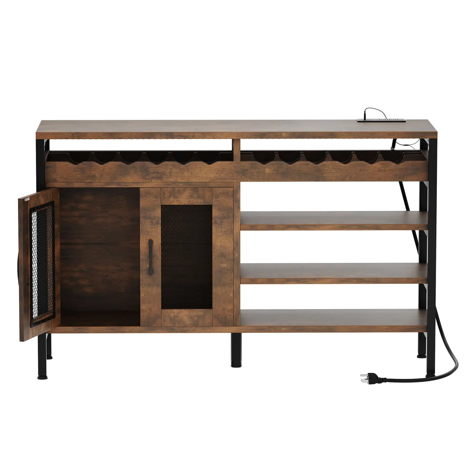 55インチ コーヒーワインバーキャビネット 酒類収納ディスプレイ サイドボードビュッフェ LEDライト付き