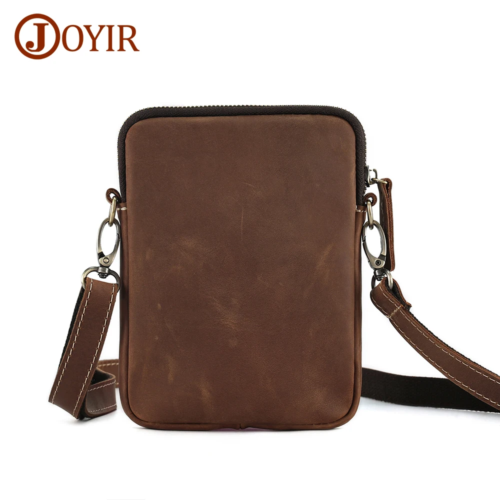 JOYIR Men Shoulder Bag Crazy Horse Leather Retro Travel   Messenger Bag Casual  Small Cell Phone Man Purse Crossbody Bags