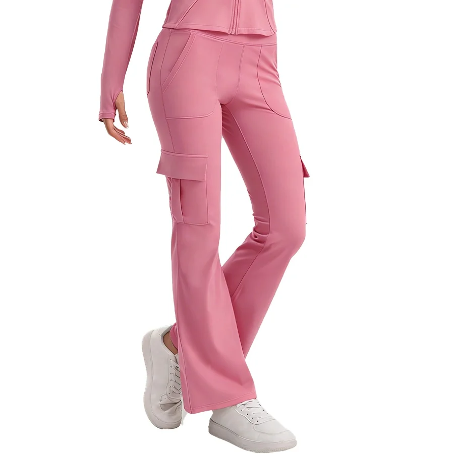 Women High Waist Cargo Flare Yoga Pants Multi Pockets Stretch Tummy Control Butt Lifting Workout Bootcut Leggings Casual Athleti