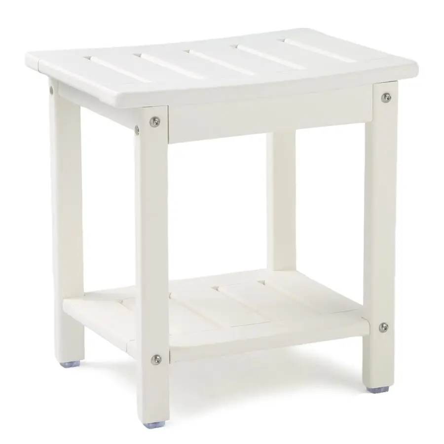 

Стул, скамейка для душа из полиэтилена высокой плотности для внутреннего душа, чтобы сидеть на это, табурет для душа с полкой для хранения, 2-уровневый табурет для спа для пожилых людей, водоотделение