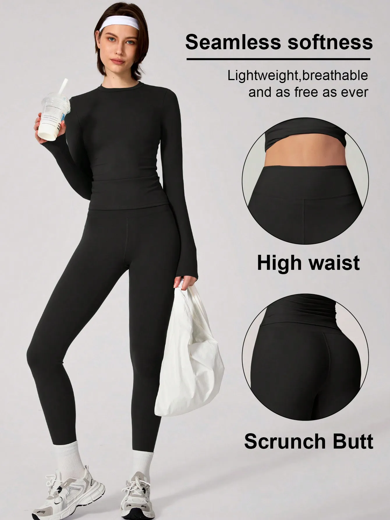 

Set Women Simple Solid Color Sports Top And Pants Base Set Yoga Daily
