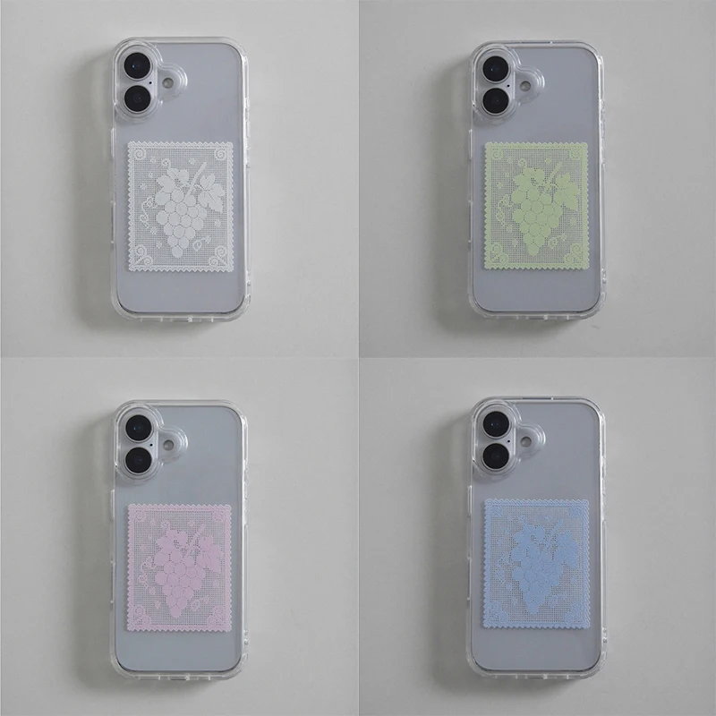Korean Ins Grape Lace Pattern Phone Case For iPhone Ultra 18 Pro Max 17 Air 16 15 14 13 12 11 Shockproof Silicone Back Cover