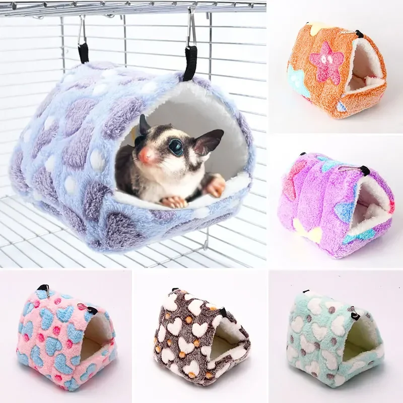 Flannel Hamster Cage Cotton Nest Sugar Glider Sleeping Bag Squirrel Mini Hedgehog Warm House Guinea Pig Winter Thickened Bed Pet