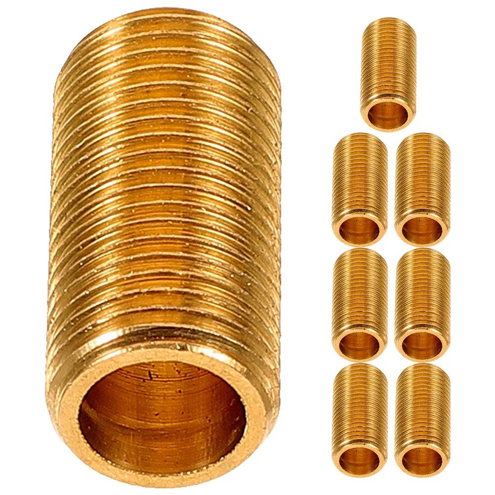 

8pcs Brass Threaded Nipples Hollow Copper Connectors Lighting Fixture Parts Lamp Stem Adapters Lamp Rod Connectors Diy Light