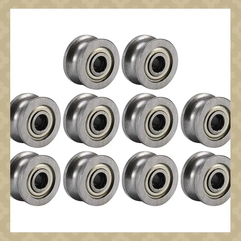 AB45 100Pcs U Groove Bearing U624ZZ Carbon Steel Durable V Groove Ball Bearing Pulley For Rail Track Linear Motion Systems
