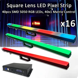 16pcs LED Pixel Bar Strip con Controller Artnet DMX RGB Square lens Led Bar Dj Disco Party Lights per eventi Stage Wedding