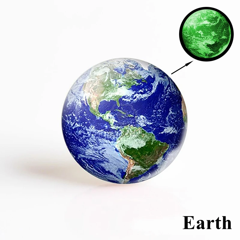 1PCS Glow In The Dark Solar System Planet Moon Earth Picture Round Glass Cabochon 12/16/20/25/30/40MM Diy Jewelry Accessories