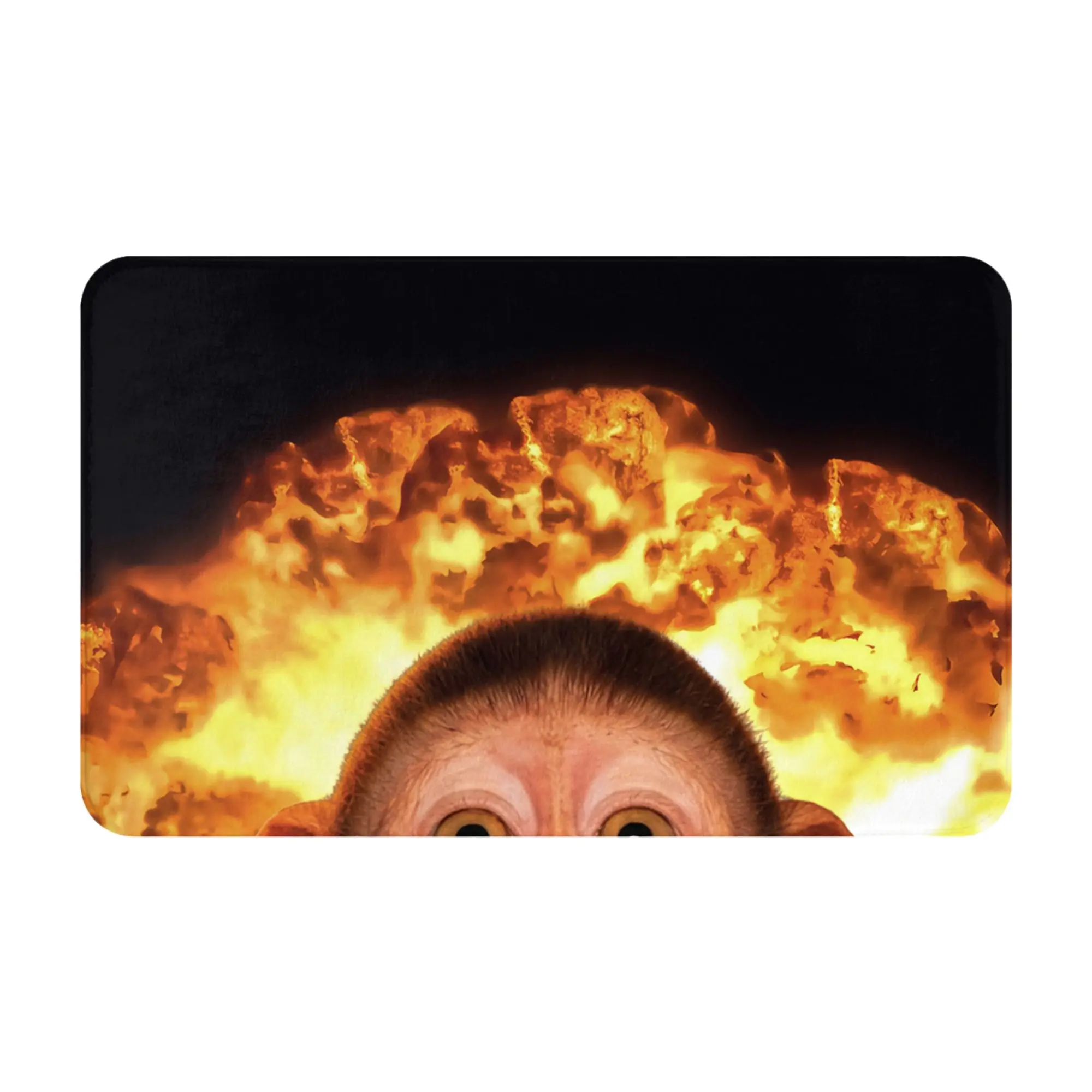 Monkey Explosion Fire Art Wallpaper Anti-Slip Doormat Bath Mat  Hallway Indoor Home Decorative