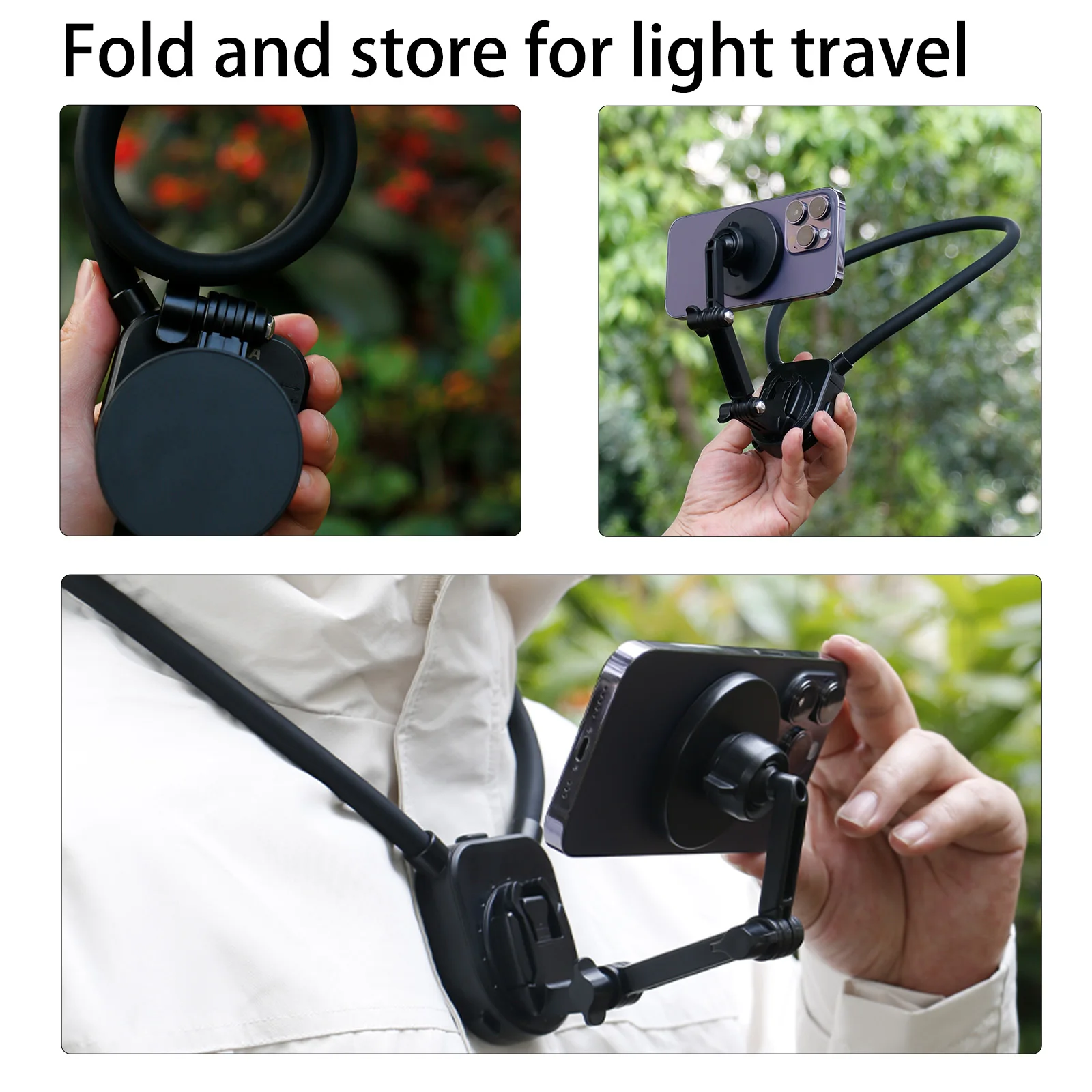 Magnetic Neck Chest Mount Cell Phone Necklace Holder For GoPro Hero 13 12 11 10 9 Insta360 X4 X3 Osmo Action 5 4 3 Action Camera