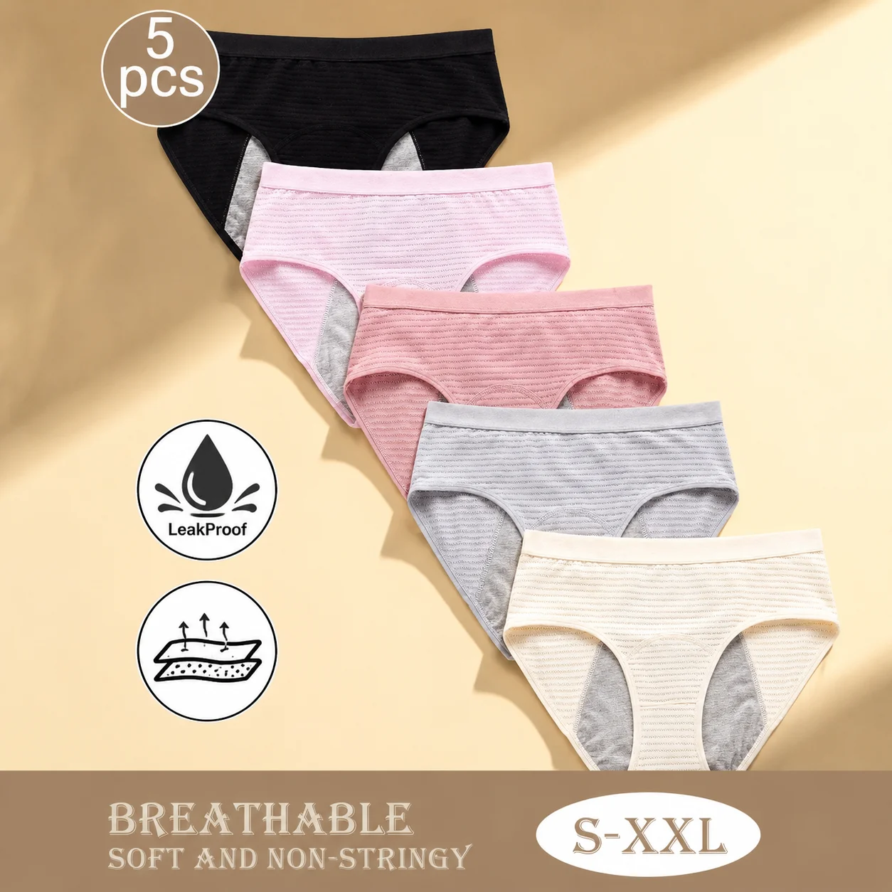 3Pcs Period Physiological Panties For Young Girl Leakproof Puberty Menstrual Underwear Adolescent Girls Briefs Sanitary Lingerie