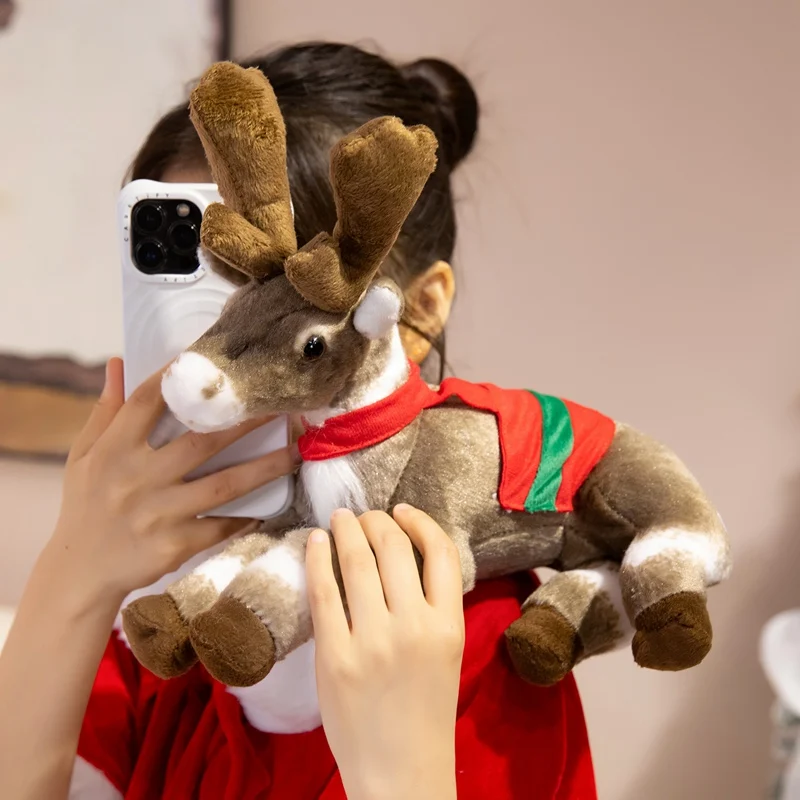 

Рождественские плюшевые сани с оленями, праздничные украшения, кукла, кавайная подушка с животными, мягкий подарок для детей