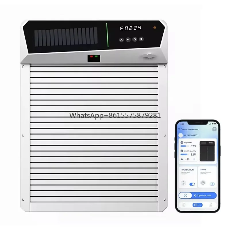 

Solar Powered Light Sensing APP Remote Control Opener Rolling Shutter Door Automatic Chicken Coop Door