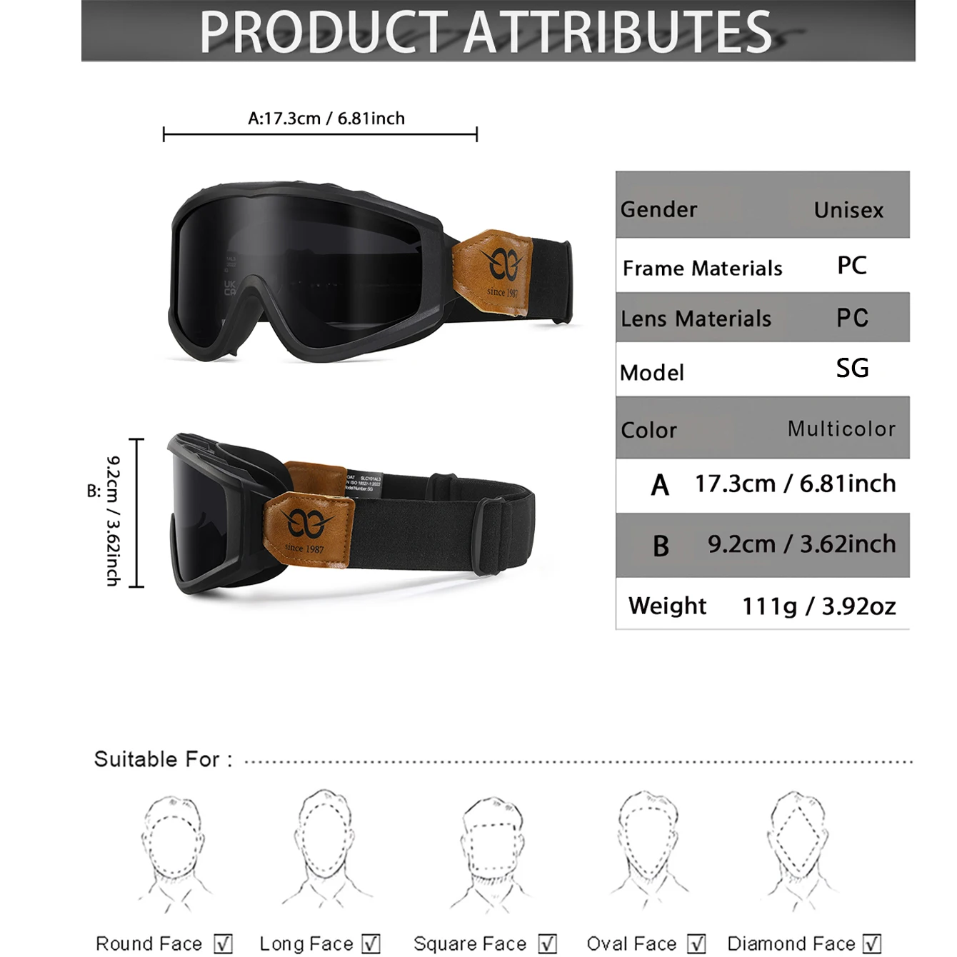 نظارات شمسية مزدوجة الطبقات مضادة للضباب للتزلج على الجليد نظارات على الجليد نظارات رياضية خارجية، نظارات ركوب الدراجات، طراز جديد تمامًا #2