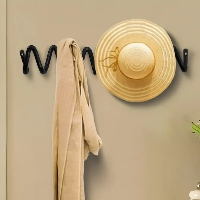 Wall Mounted Coat Rack Iron Clothes Hanger Hall Wave Clothing Racks Aesthetic Wall Organizer Hook Living Room Furniture JJ624