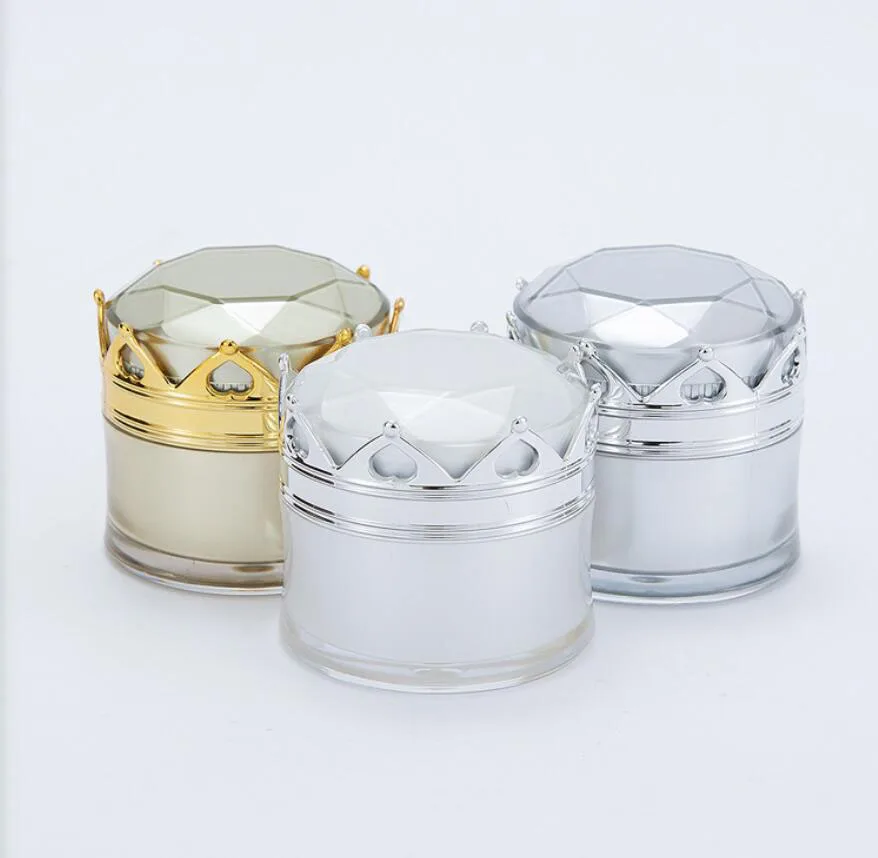 

10g 20g crown shape gold silver acrylic jar sample test eye essence cream gel moisturizer art nail skin care cosmetic packing