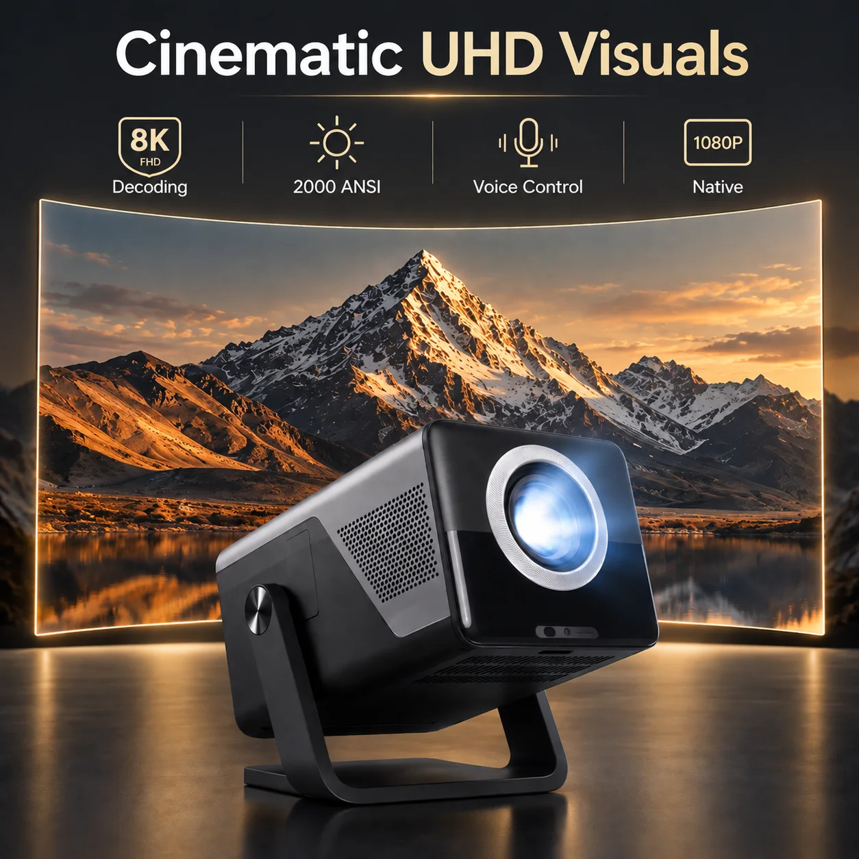 Inteligentny projektor LYNCast, obsługa dekodowania 8K, X7AR, FHD 1080P, Android 14, WiFi6, kino domowe, anime, ekologiczne materiały, krystalicznie czyste wrażenia.