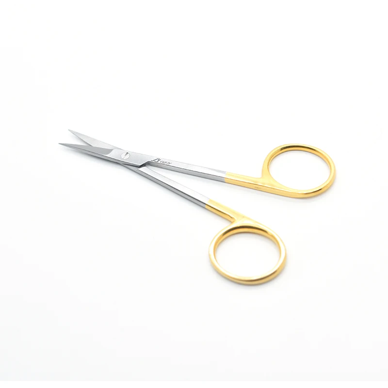 Iris Tissue Scissors Sharp Tip Gold Handle Straight Curved Ophthalmic Surgery Scissors