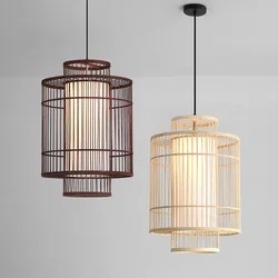 New Chinese Style Woven Bamboo Art Chandelier Restaurant Tea House Hot Pot Restaurant Homestay Hotel Rural Lantern Droplight