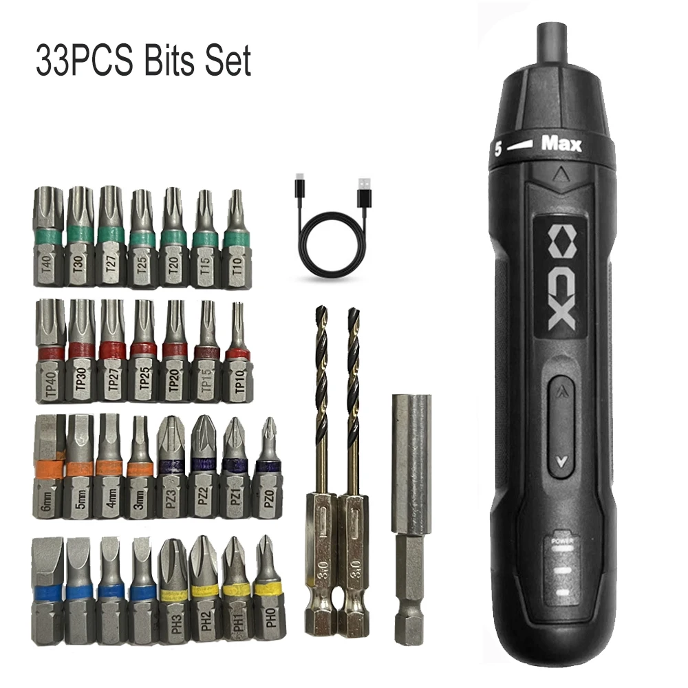

3.6V Power Cordless Screwdriver Bits Set Li-ion Battery Rechargeable 6 Adjustable Torque Magnetic Hex Chuck Mini Screwdriver Kit